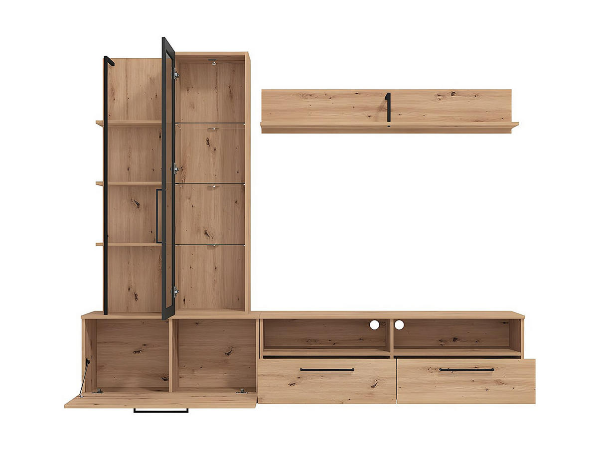 TV-WAND - 229.5 x 35 - holz - naturfarben hell Dublin - Naturfarben, Glas/Holz (229.5/183/35cm) - Vente-Unique