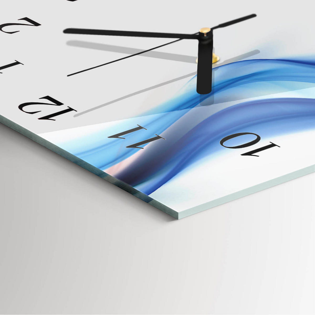 WANDUHR 30x30 cm - Abstrakter Rauch - Blau, Glas (30/30/0.4cm) - TULUP
