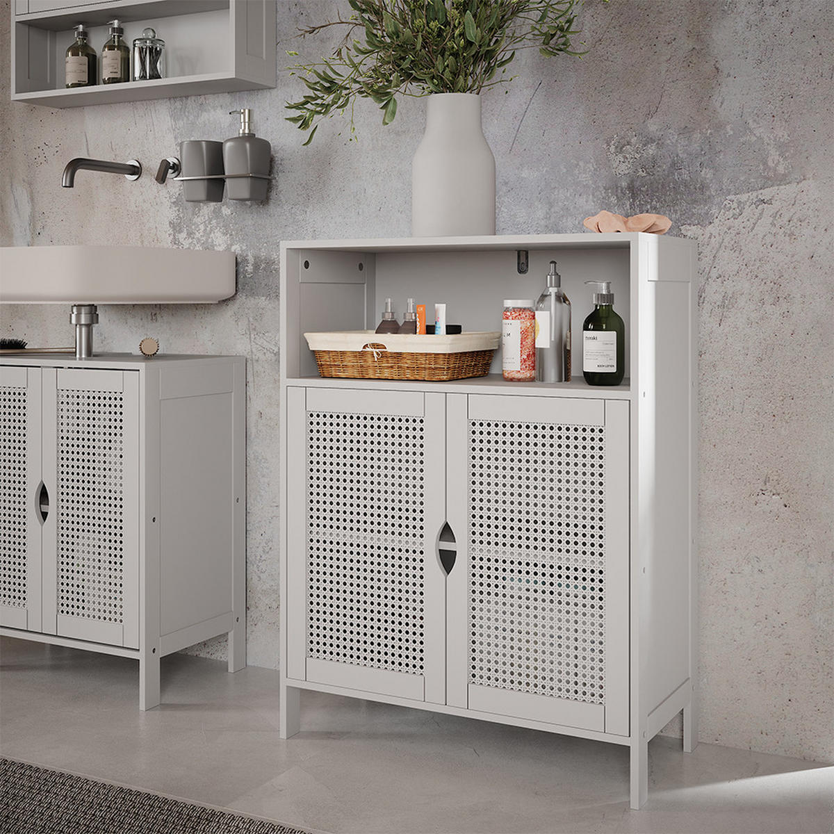 MIDISCHRANK Liora Weiß 60 x 80 cm mit 2 Türen - Weiß, Holzwerkstoff (60/80/29cm) - Vicco