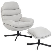 RELAXSESSEL mit Hocker Chenille-Stoff 360° drehbar 78/93/100 cm Cremeweiß - Creme, Textil (78/100/93cm) - Redom