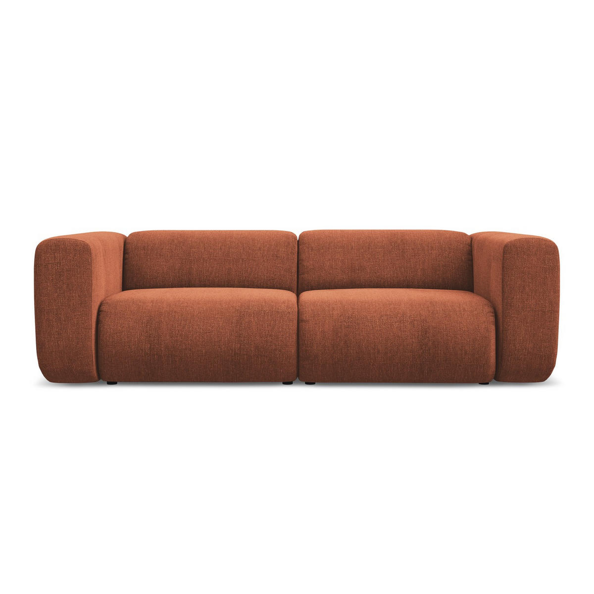 3-SITZER SOFA Chenille Stoff Orange - Terracotta/Schwarz, Kunststoff/Textil (228/70/89cm) - LaMiaSofa