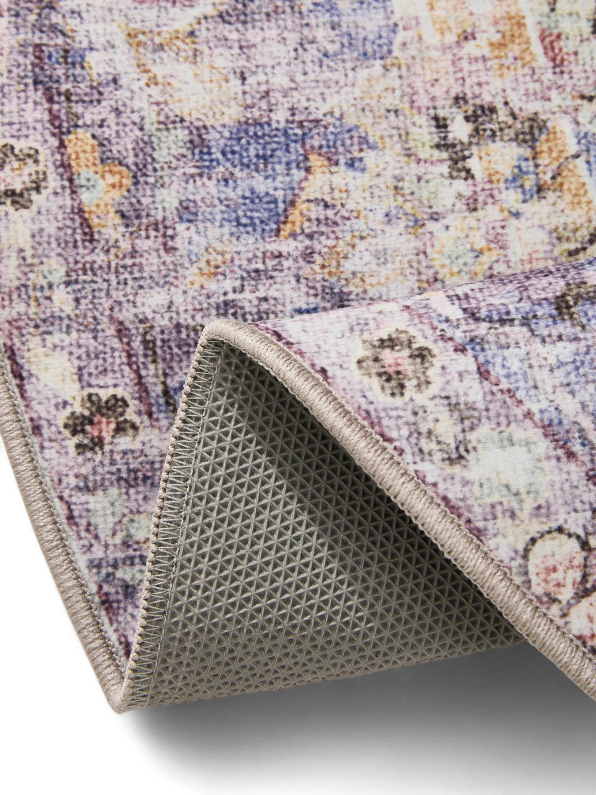 VINTAGE-TEPPICH George waschbar ø 120 cm rund - Lila/Multicolor, Kunststoff (120/120cm) - benuta