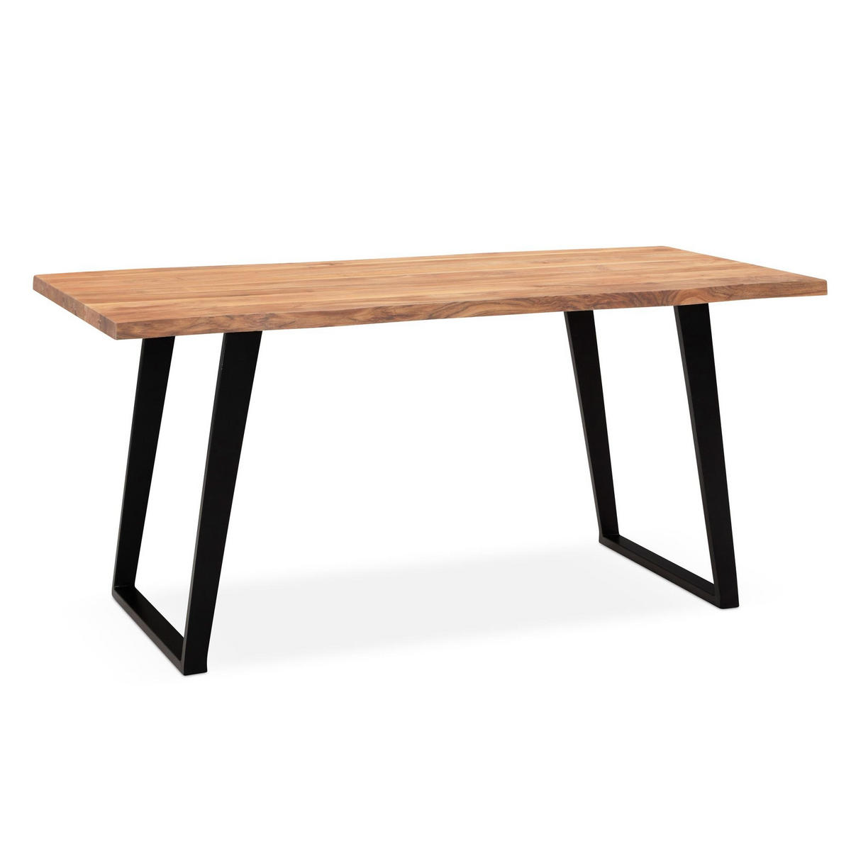 ESSTISCH Massivholz Baumkante Metall U-Gestell Handgefertigt ATOLL, Goldbraun-Schwarz 160x80x76 cm - Schwarz/Braun, Holz/Metall (80/160/76cm) - KADIMA DESIGN