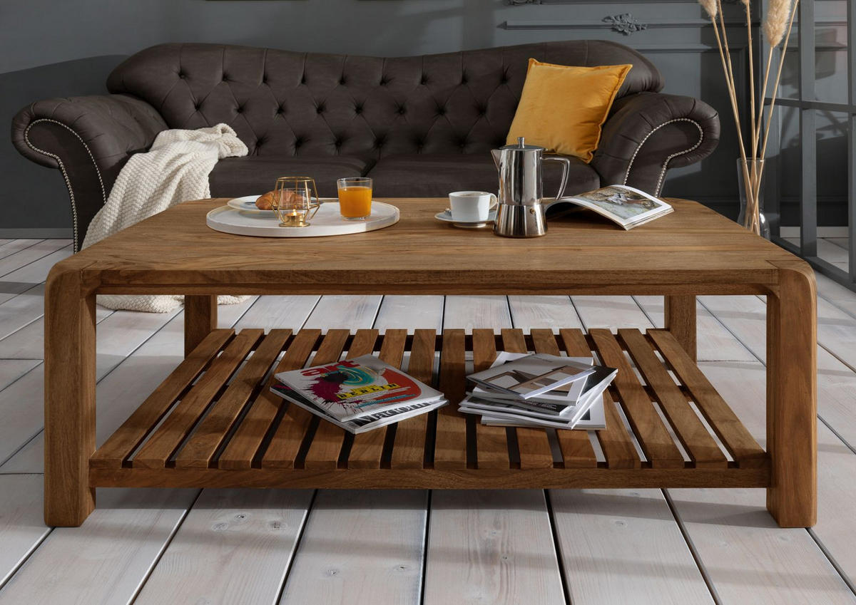 COUCHTISCH Sheesham 120x80x45 braun geölt BUENO #1001 - Braun, Holz (120/80/45cm) - Massivmoebel24