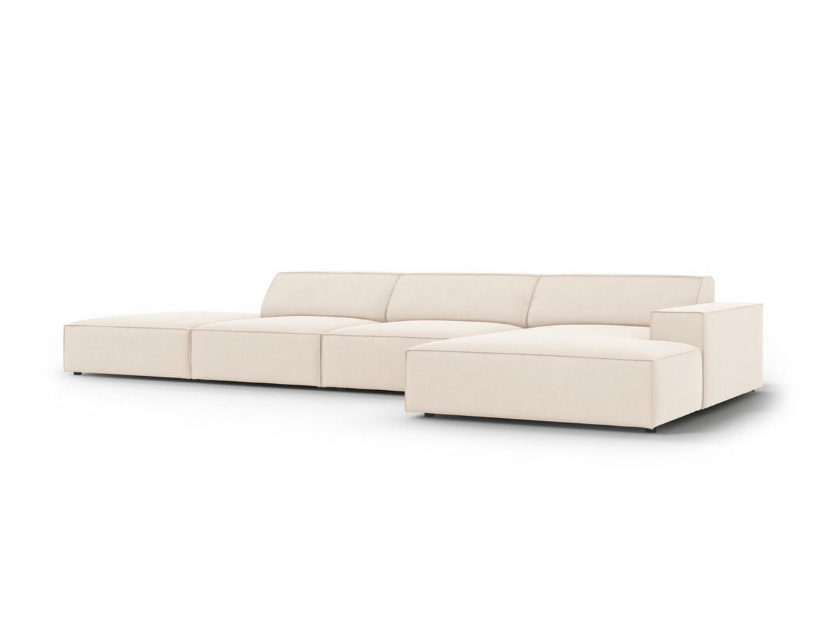 ECKSOFA rechts Jodie aus Samt leichtes beige 5 Sitzplätze - Beige, Textil (166/341cm) - Micadoni