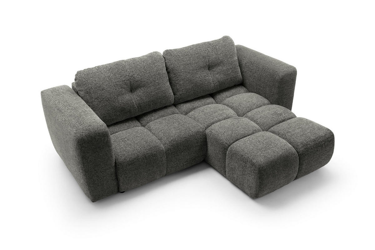 ECKSOFA ARTE 01 Grau Chenille mit Schlaffunktion - Dunkelgrau, Holz (245/177cm) - MASSENO
