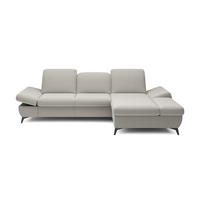 ECKSOFA FELICE R-S Beige Geflochtener Stoff mit Schlaffunktion - Beige, Holz (284/166cm) - MASSENO