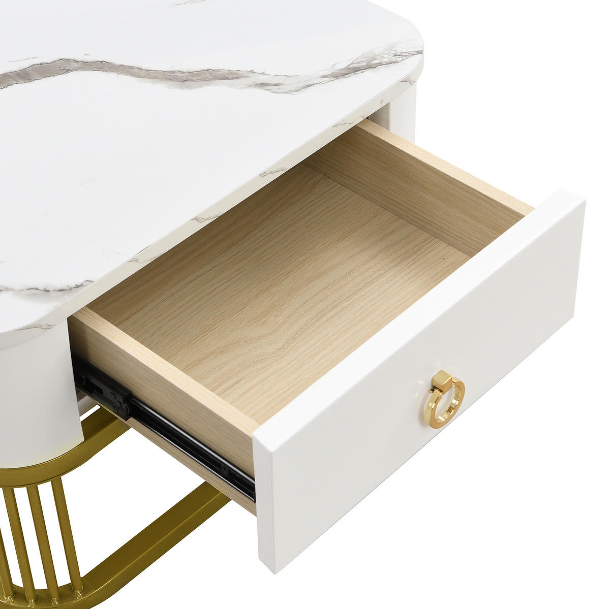 COUCHTISCH 60/60/45 cm + 50/50/34 cm weiß aus MDF mit Schublade - Weiß, Holzwerkstoff (60/60/45cm) - OKMYHOME