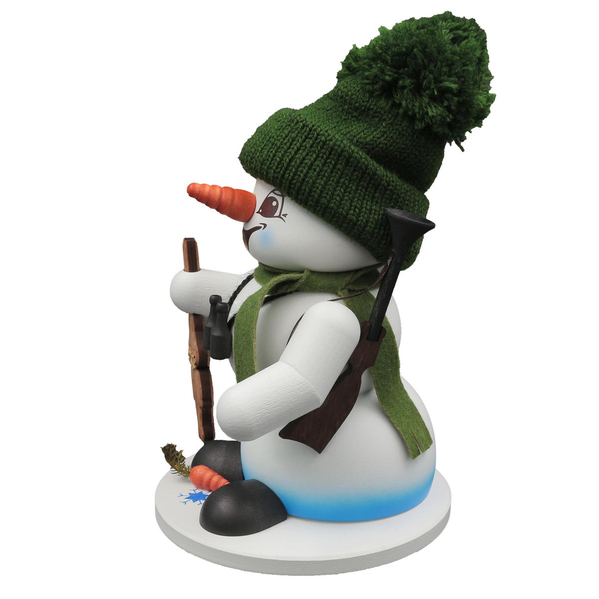 RAUCHFIGUR Schneemann Weiß Jäger 19 cm - Multicolor, Holz (15/19/0.1cm)