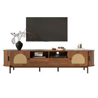 TV-SCHRANK Oval Rattan Schiebetüren Metallbeine modern - Walnussfarben, Holzwerkstoff (40/49.5/200cm) - FLIEKS
