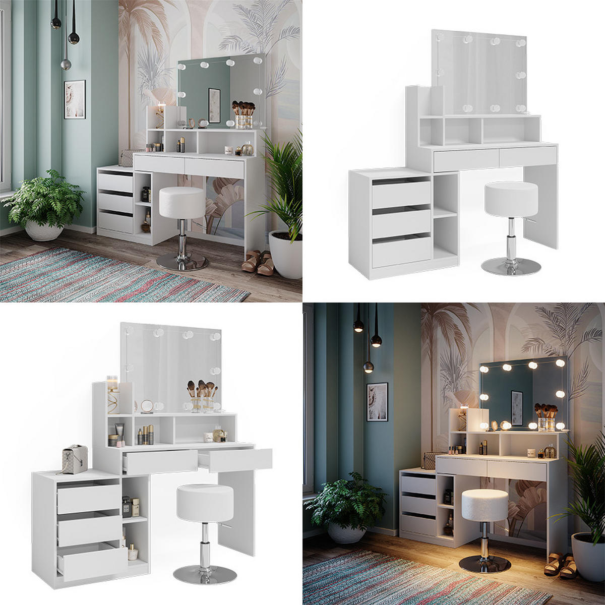 TOALETNÍ STOLEK Anja Bílá - bílá, kompozitní dřevo (139.8/115/40cm) - Vicco