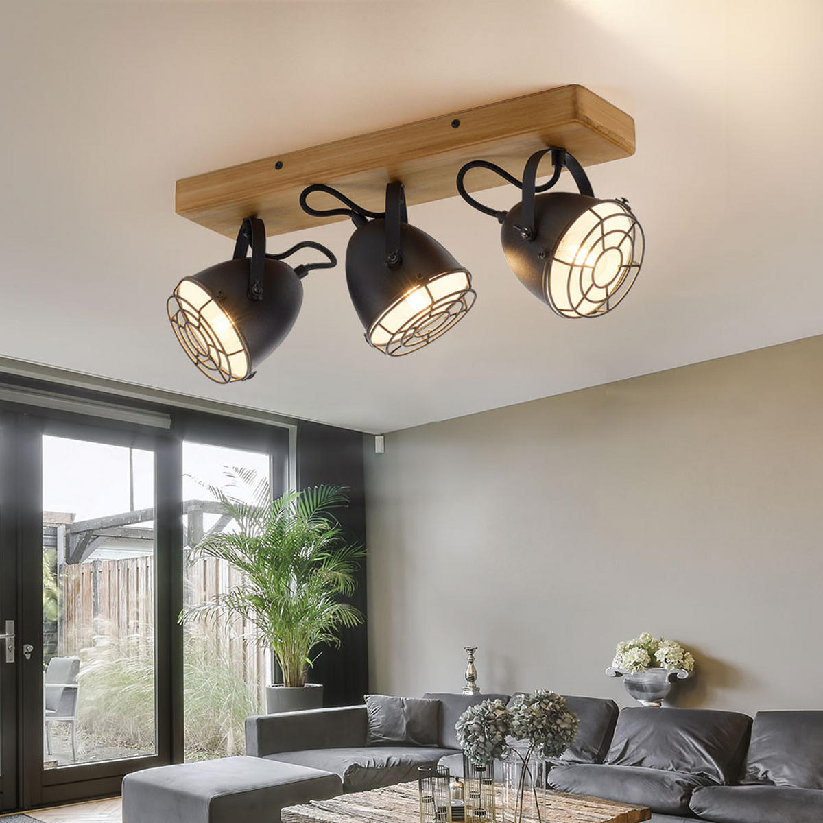 LED DECKENLEUCHTE Metall Holzoptik Braun - Braun, Holz (46/17/20cm)