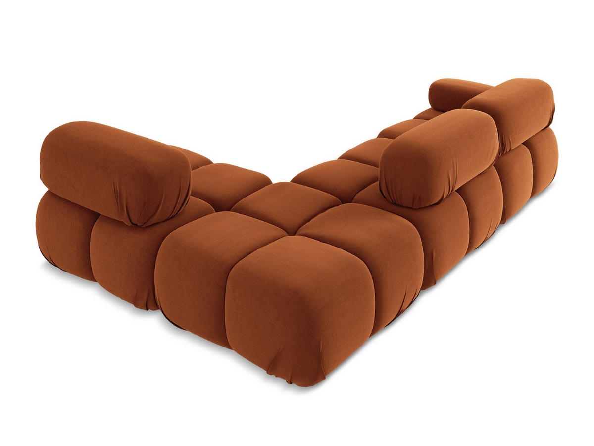 ECKSOFA Rechts Samt Stoff Orange - Beige/Terra cotta, Kunststoff/Textil (285/190cm) - Makamii