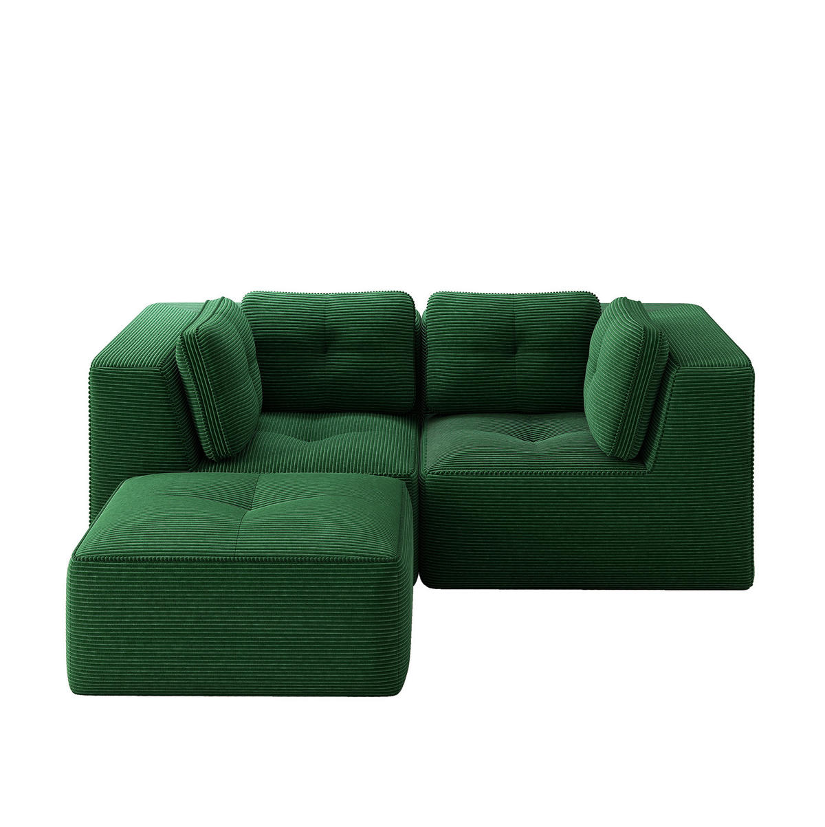 ECKSOFA 208/177/69 cm grün aus Cordstoff modular und ohne Aufbau - Grün, Textil (177/208cm) - OKWISH