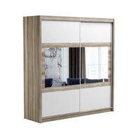 SCHWEBETÜRENSCHRANK POPPY 203/215/61 cm 2-türig mit Spiegel Eichefarben - Eichefarben/Weiß, Holzwerkstoff (203/215/61cm) - MASSENO