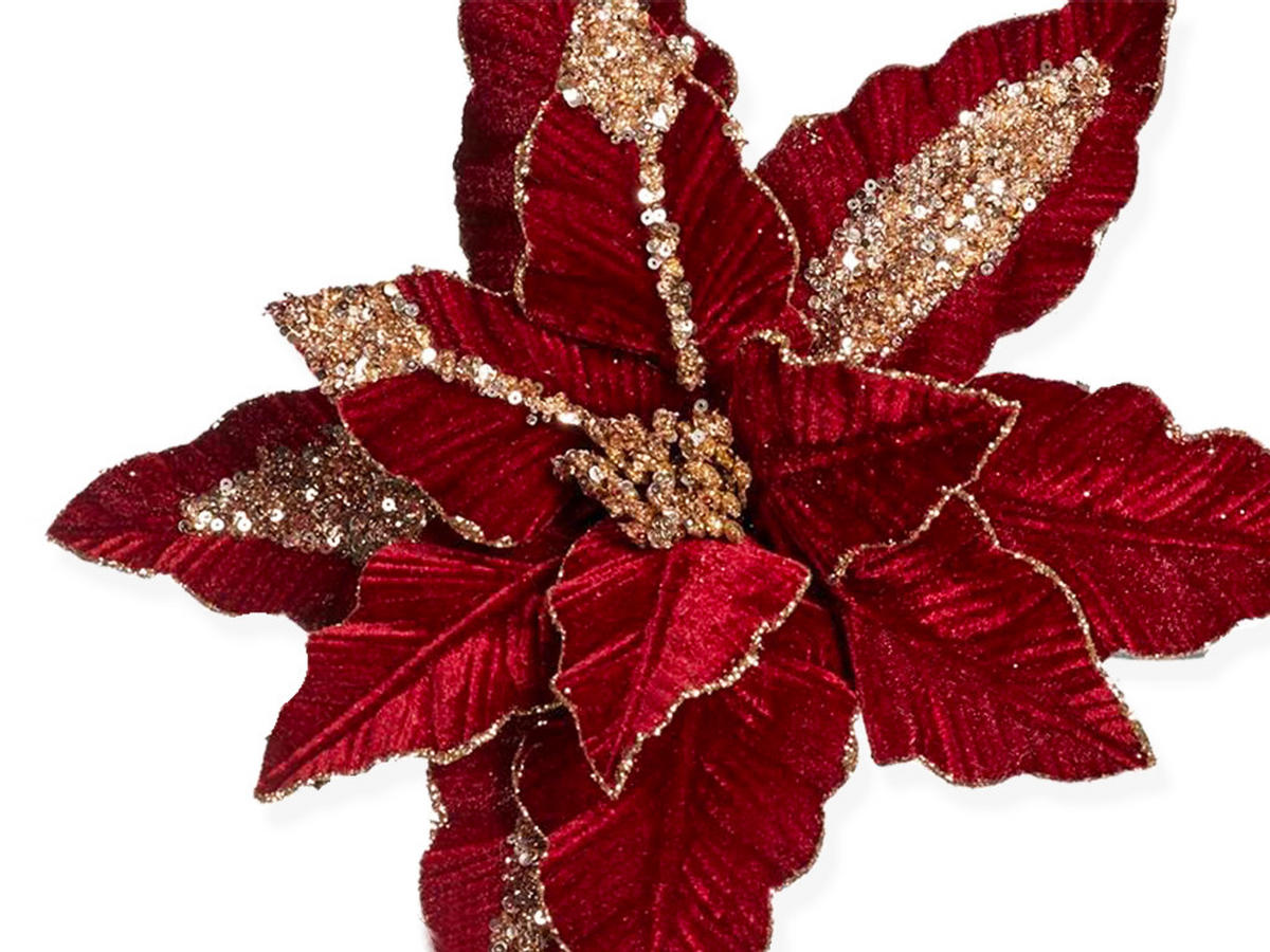 BLUME mit Clip dunkelrot 34 cm - Dunkelrot, Textil/Metall (34/5/34cm) - LAALU