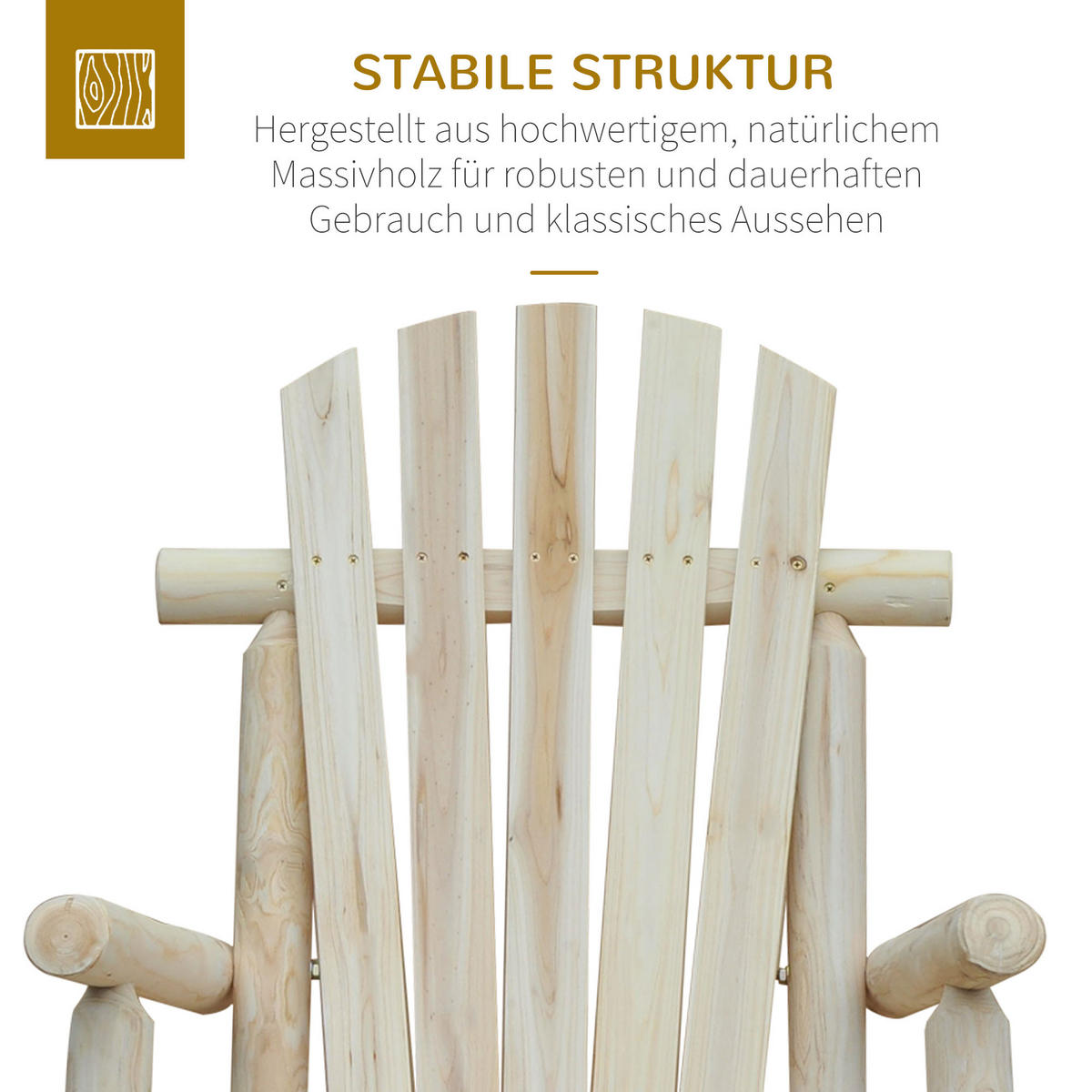 SCHAUKELSTUHL Schwingsessel Schaukel Gartenstuhl Relaxstuhl Tannenholz Natur - Fichtefarben, Holz (66/98/96cm) - Outsunny
