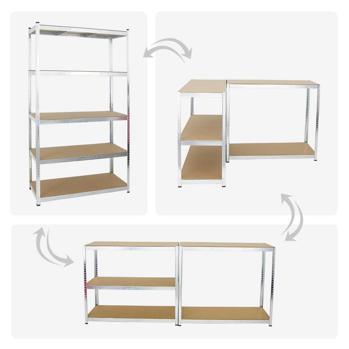 KELLERREGAL Gorilla 2er-Set mit 2x 200x120x50 cm Fachlast 175 kg Verzinkt - Silberfarben, Metall (120/200/50cm) - PROREGAL
