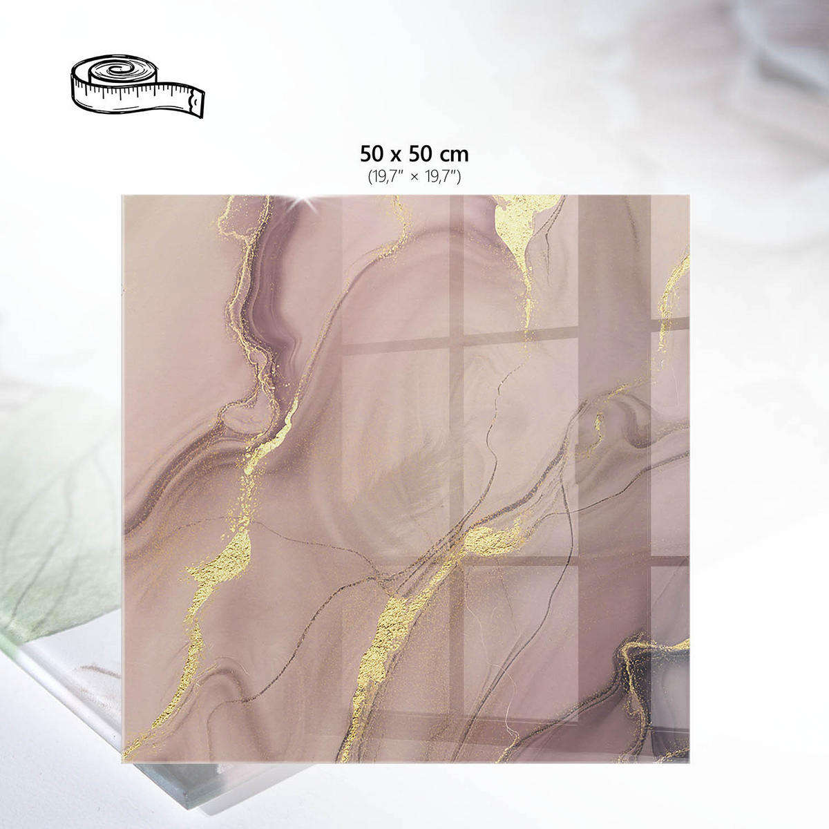 TISCHPLATTE 50x50 cm – Subtile Eleganz - Beige, Glas (50/50/0.4cm) - Wallfluent