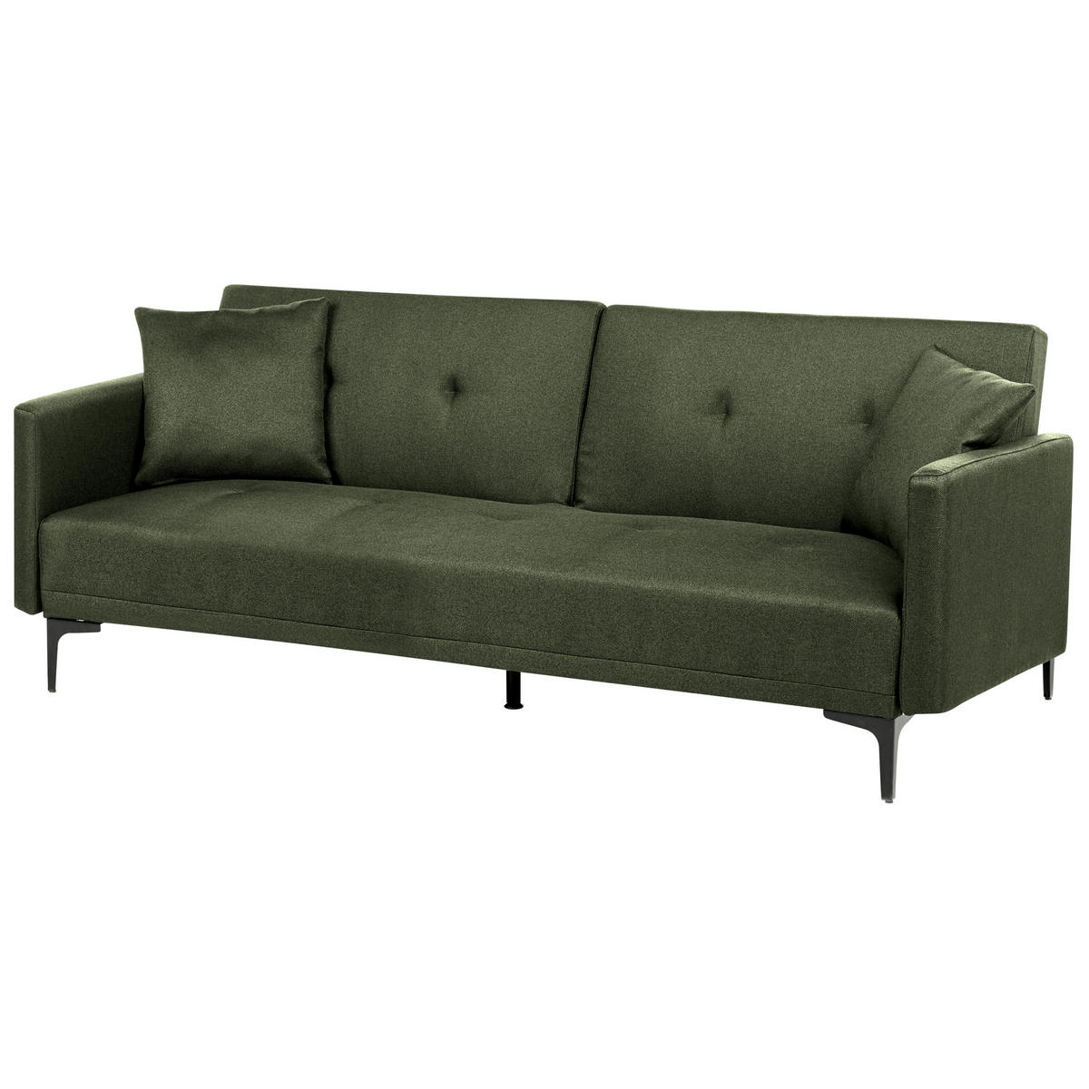 3-SITZER-SCHLAFSOFA dunkelgrün/schwarz Lucan - Schwarz/Grün, Textil (191/75/91cm) - Beliani