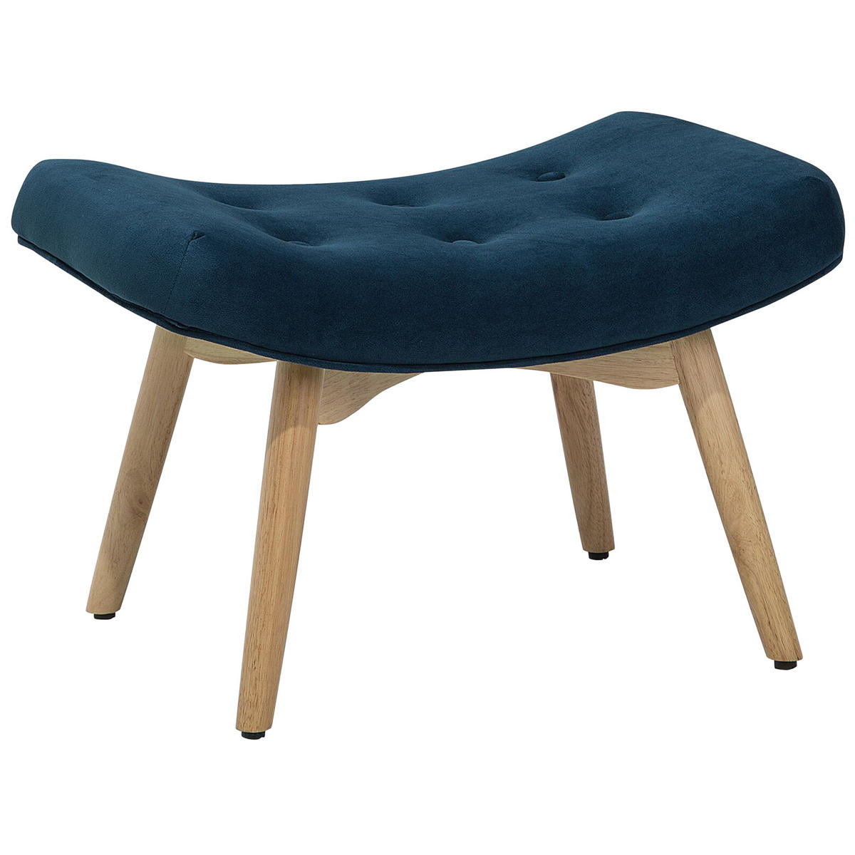 SESSEL Samtstoff blau mit Hocker Vejle - Hellbraun/Blau, Textil (81/100/78cm) - Beliani