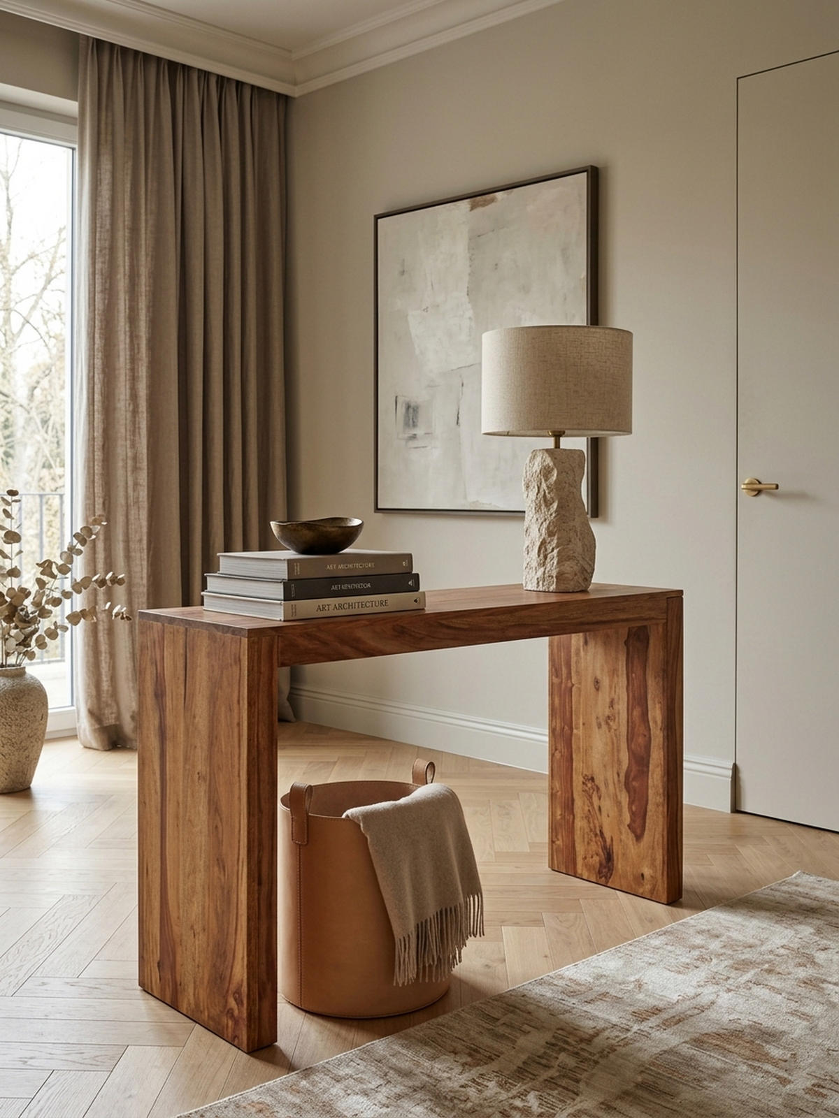 KONSOLENTISCH – Massivholz, platzsparend, Landhausstil, stabiles Gestell - Braun, Holz (40/115/75cm) - KADIMA DESIGN