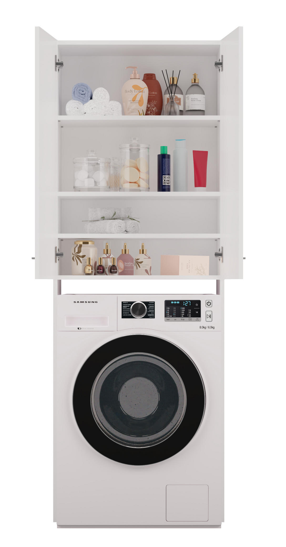 BADEZIMMERSCHRANK ÜBER WASCHMASCHINE POLA DD WEISS - Weiß, Holzwerkstoff (64/180/30cm) - CDF