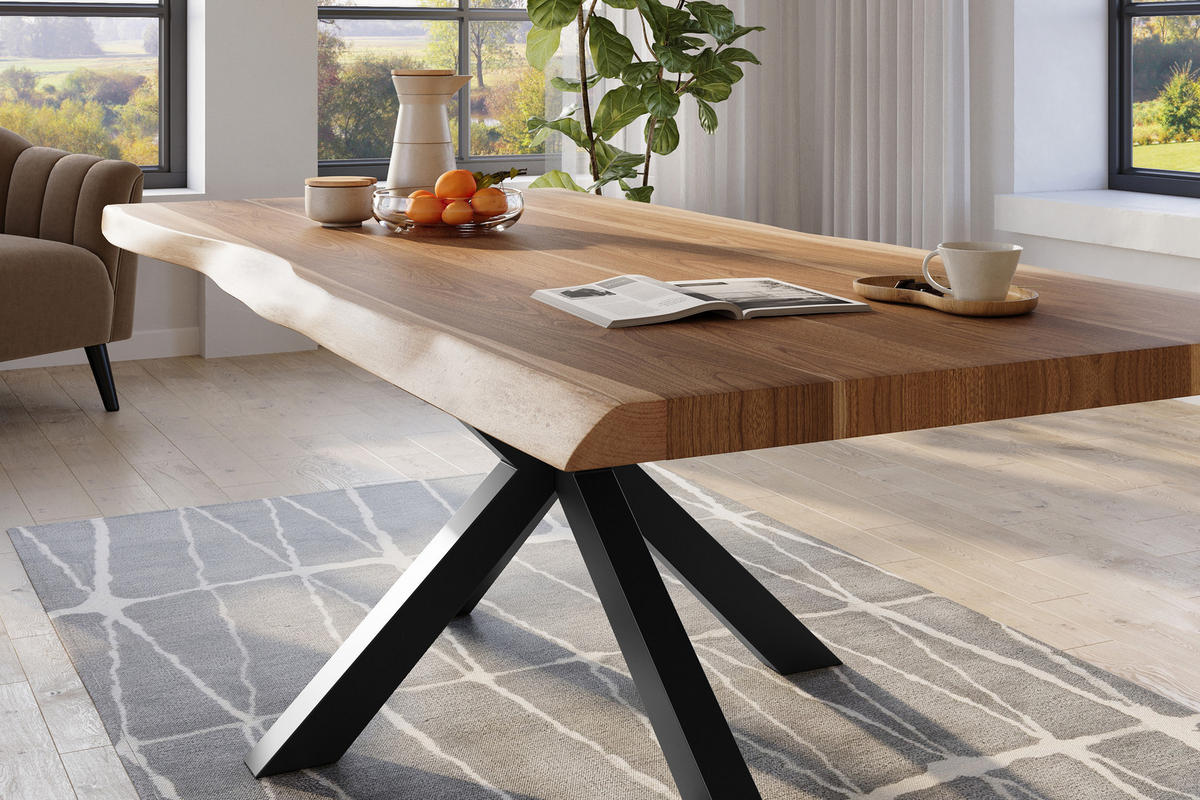 ESSTISCH TITAN - Beige/Schwarz, Holz (120/240/79cm) - SAM