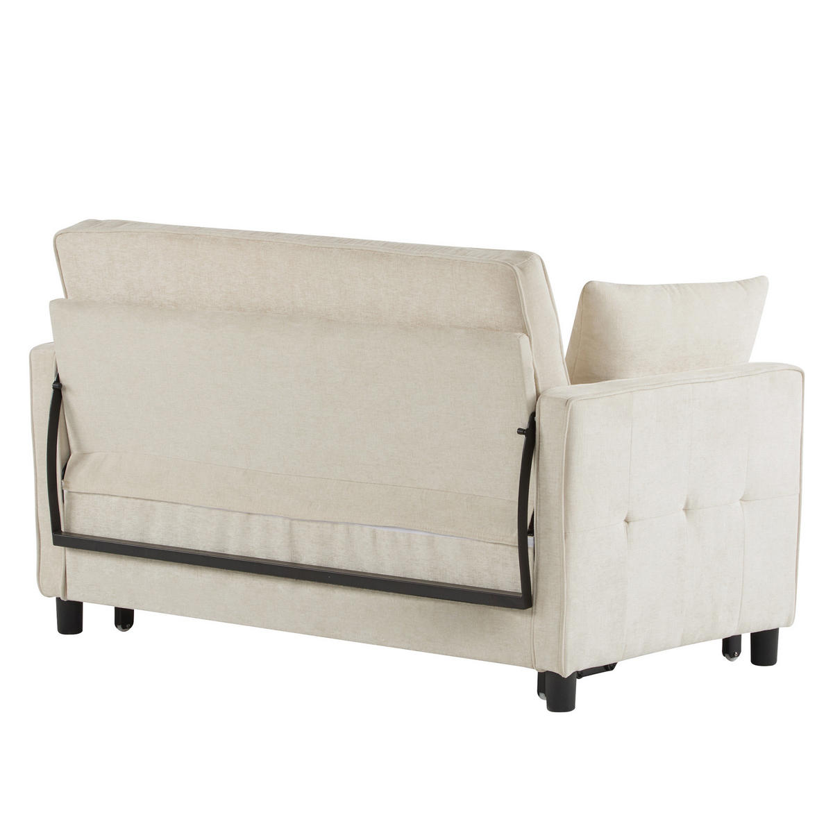 SCHLAFSOFA 2-Sitzer mit Chenillebezug und Bettfunktion - Beige, Kunststoff (142/85/79cm)