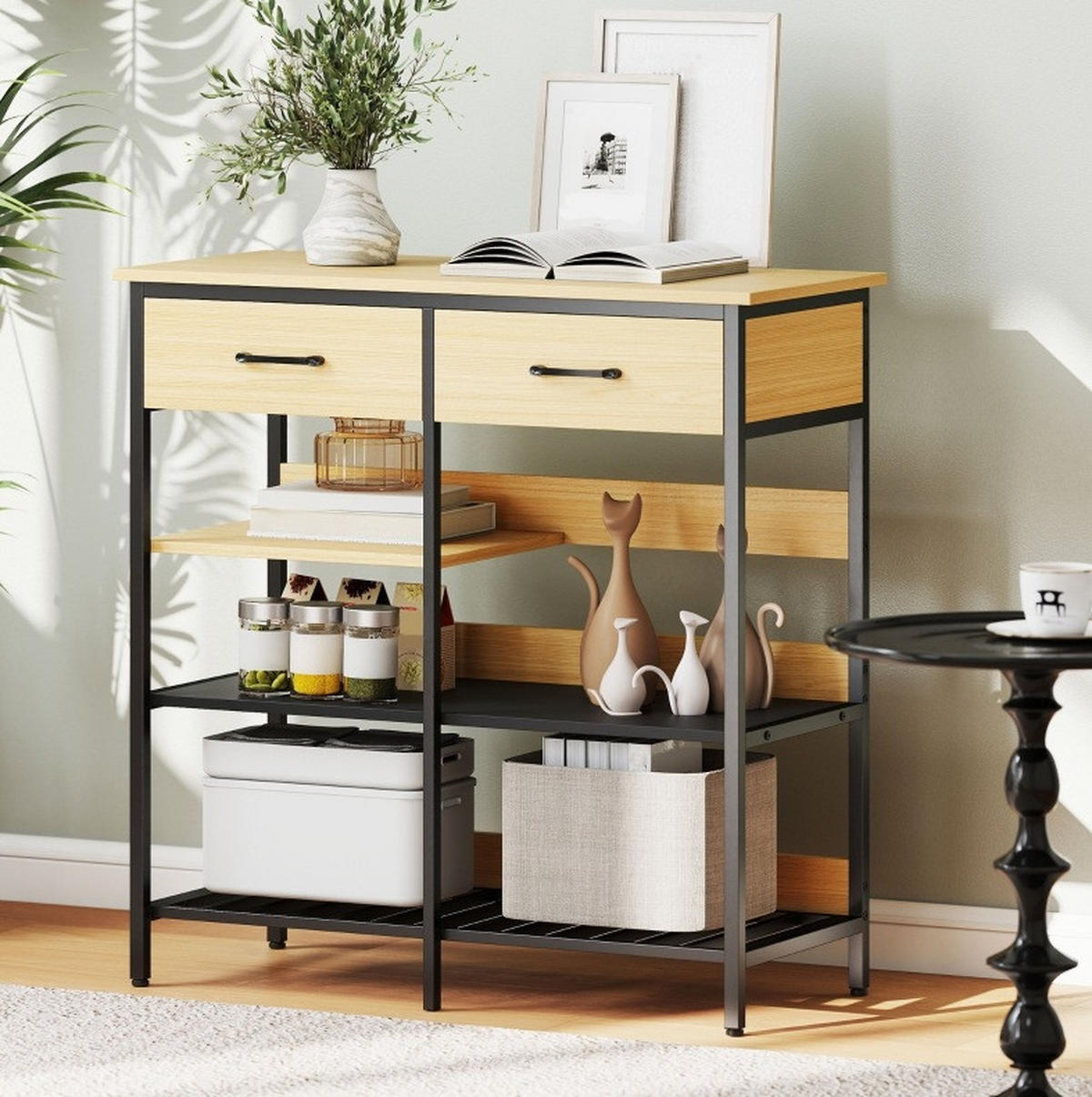 SIDEBOARD 90/40/91 cm Naturholz aus Holz mit 2 Schubladen - Naturfarben, Holz (40/91/90cm) - OKMYHOME