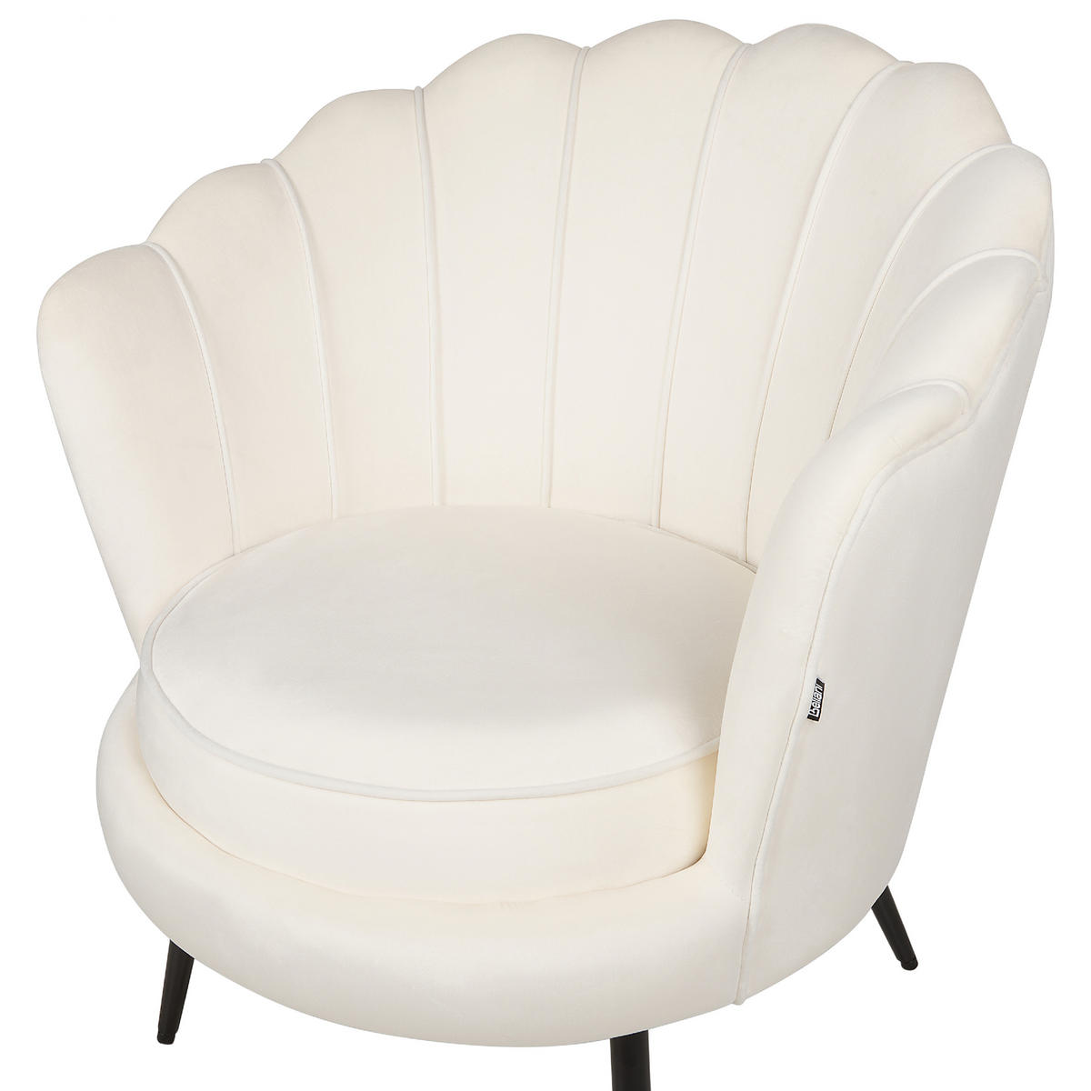 SESSEL Samtstoff Cremeweiß Lovikka - Schwarz/Weiß, Textil (79/85/77cm) - Beliani