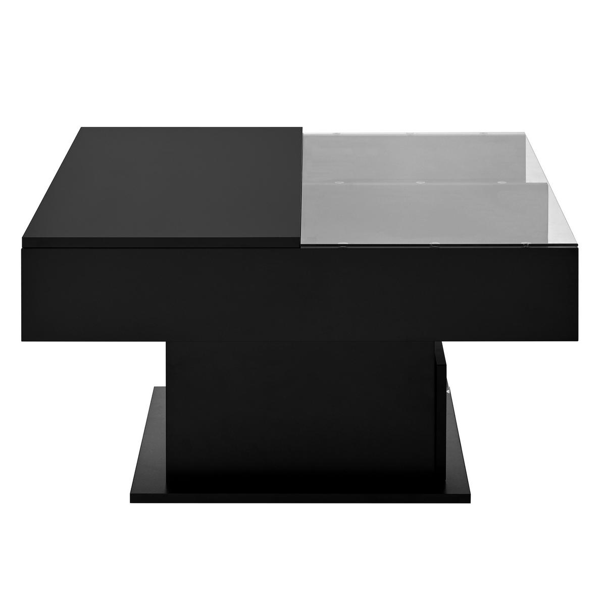 COUCHTISCH Lift-Top Hochglanz LED Stauraum modern - Schwarz, Holzwerkstoff (78/78/45cm) - FLIEKS