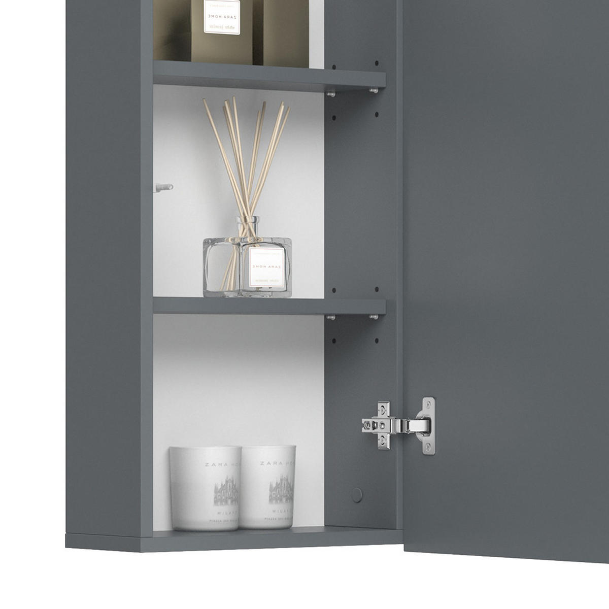 BADSCHRANK Izan Grau 36.6 x 76.6 cm - Grau, Holzwerkstoff (36.6/76.6/15.6cm) - Vicco