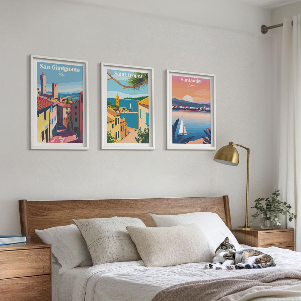 BILDER SET 3er Set - 40x60 cm Weißer Rahmen - Italienische Stadtlandschaften - Weiß, Kunststoff (40/60cm) - TULUP