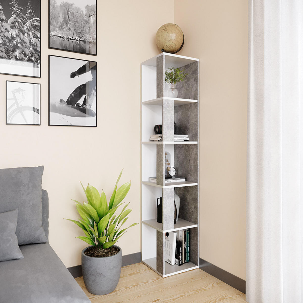 ECKREGAL Lio Beton 33.3 x 162.2 cm - Grau, Holzwerkstoff (33.3/162.2/33.3cm) - Vicco