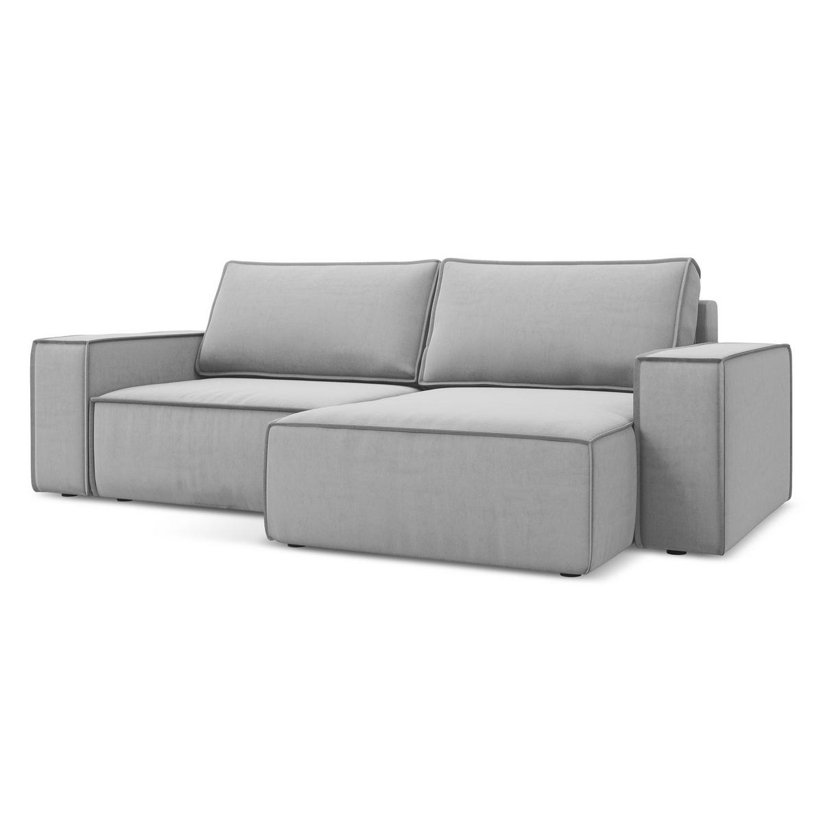 ECKSOFA mit Schlaffunktion Samt Stoff Grau - Schwarz/Grau, Kunststoff/Textil (257/148cm) - LaMiaSofa