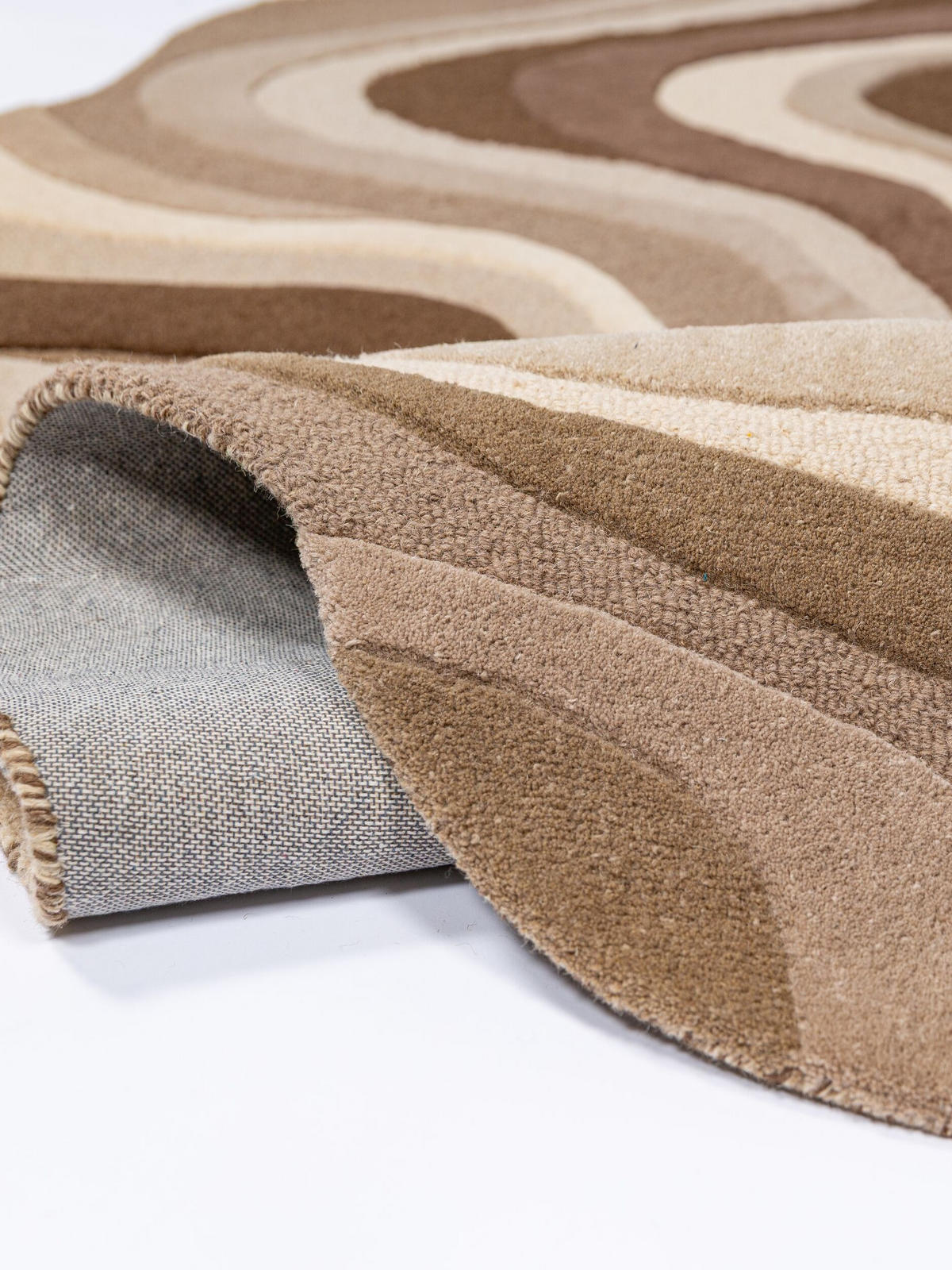TEPPICH aus Wolle, handgetuftet, EFFRA, in Natur, Wellen-Swirl, 140 x 200 cm - Beige, Textil (140/200cm) - KADIMA DESIGN