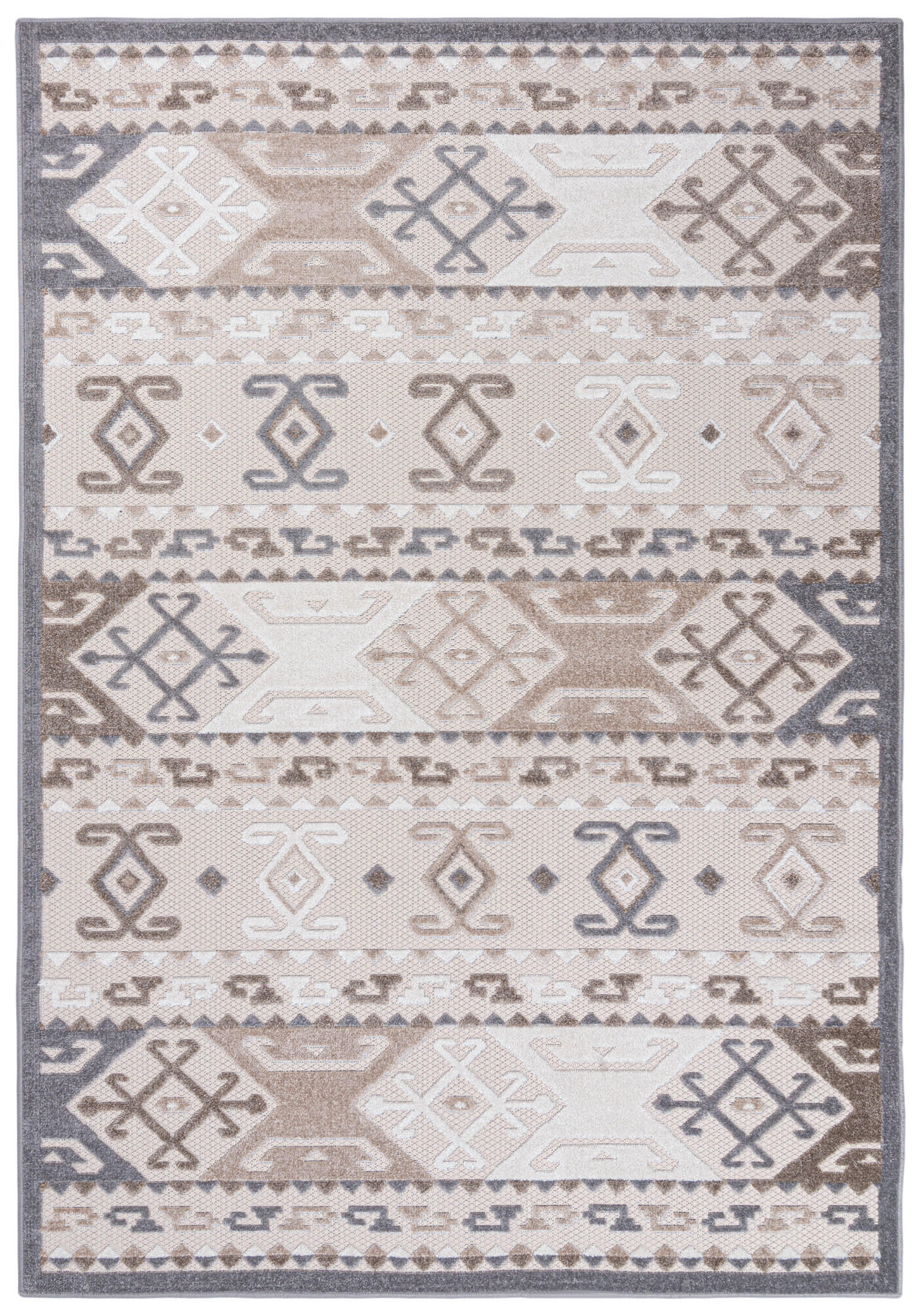 TEPPICH In-Outdoor Beige Ethnische - Kurzflor Rechteckig Creme - 160 x 230 cm - Beige, Textil (160/230cm) - Mazovia