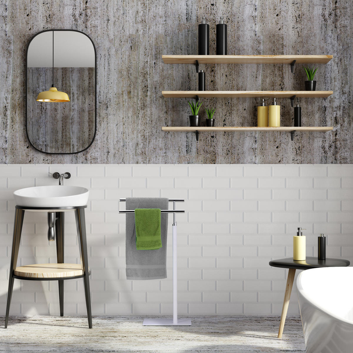 HANDTUCHSTÄNDER - Weiß, Metall (44/78/20cm) - Relaxdays