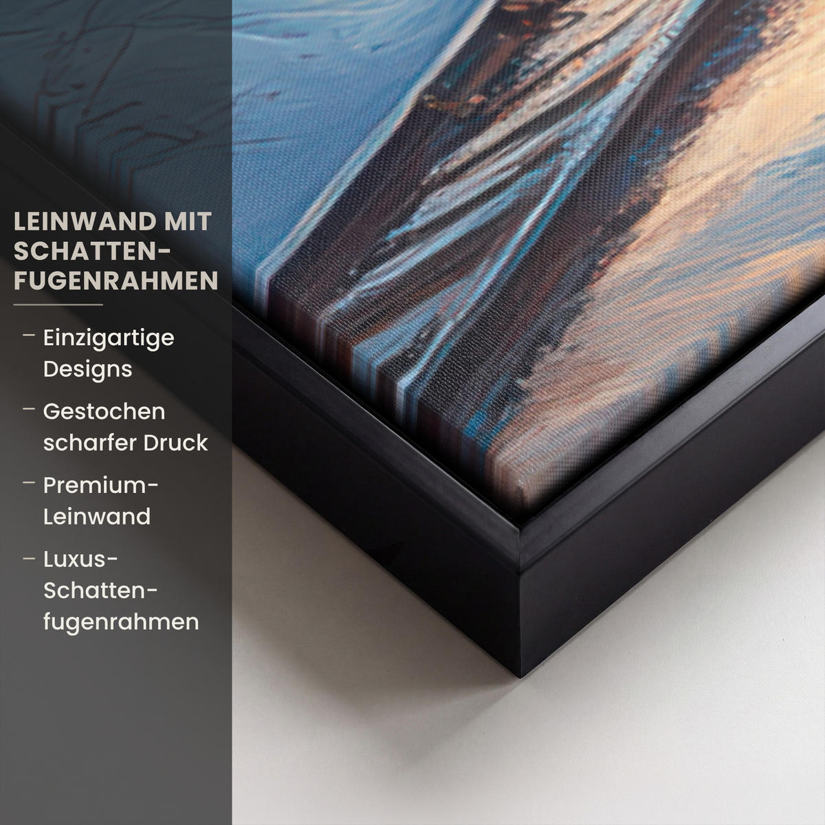 LEINWAND Bilder mit Rahmen - Zug - Weihnachten - Schnee - Weihnachtszug - 90x60 - Anthrazit, Textil (90/60cm) - MuchoWow