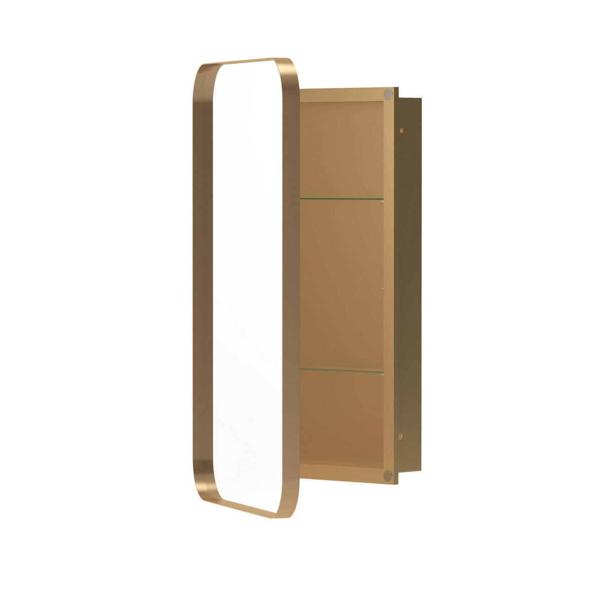 SPIEGELSCHRANK Gold mit verstellbaren Einlegeböden und Metallrahmen 51/76/12 cm - Goldfarben, Metall (76/12/51cm) - PANGIVO