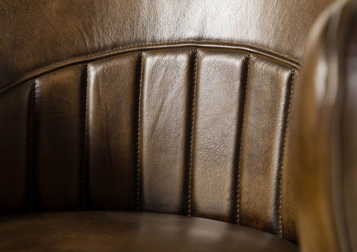 STUHL Echtleder 55 x 62 x 84 cm dunkelbraun IRON LABEL #30 - Dunkelbraun, Leder (55/84/62cm) - Massivmoebel24