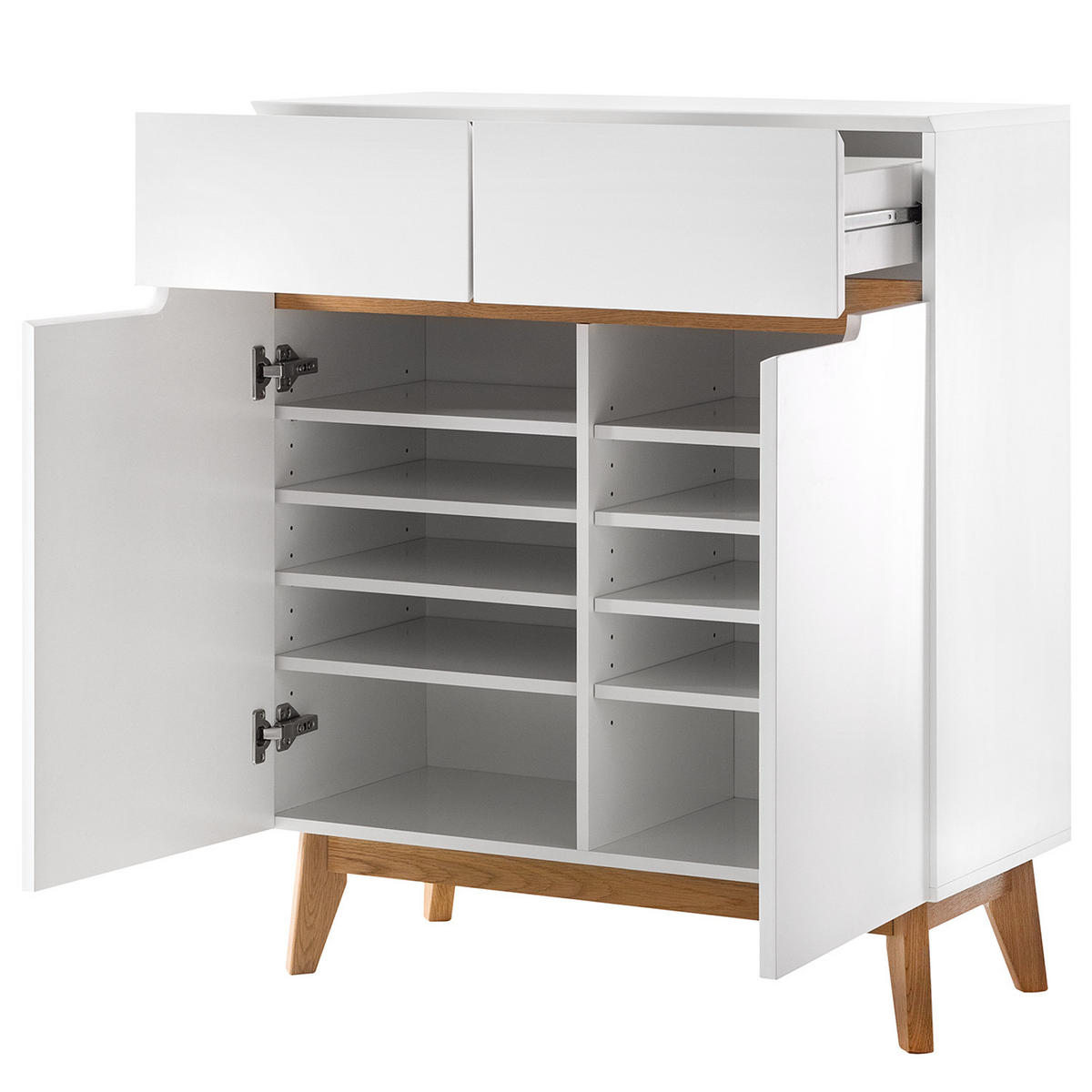 KOMMODE - Eiche teilmassiv - Weiß, Holz/Holzwerkstoff (85/101/40cm) - home24