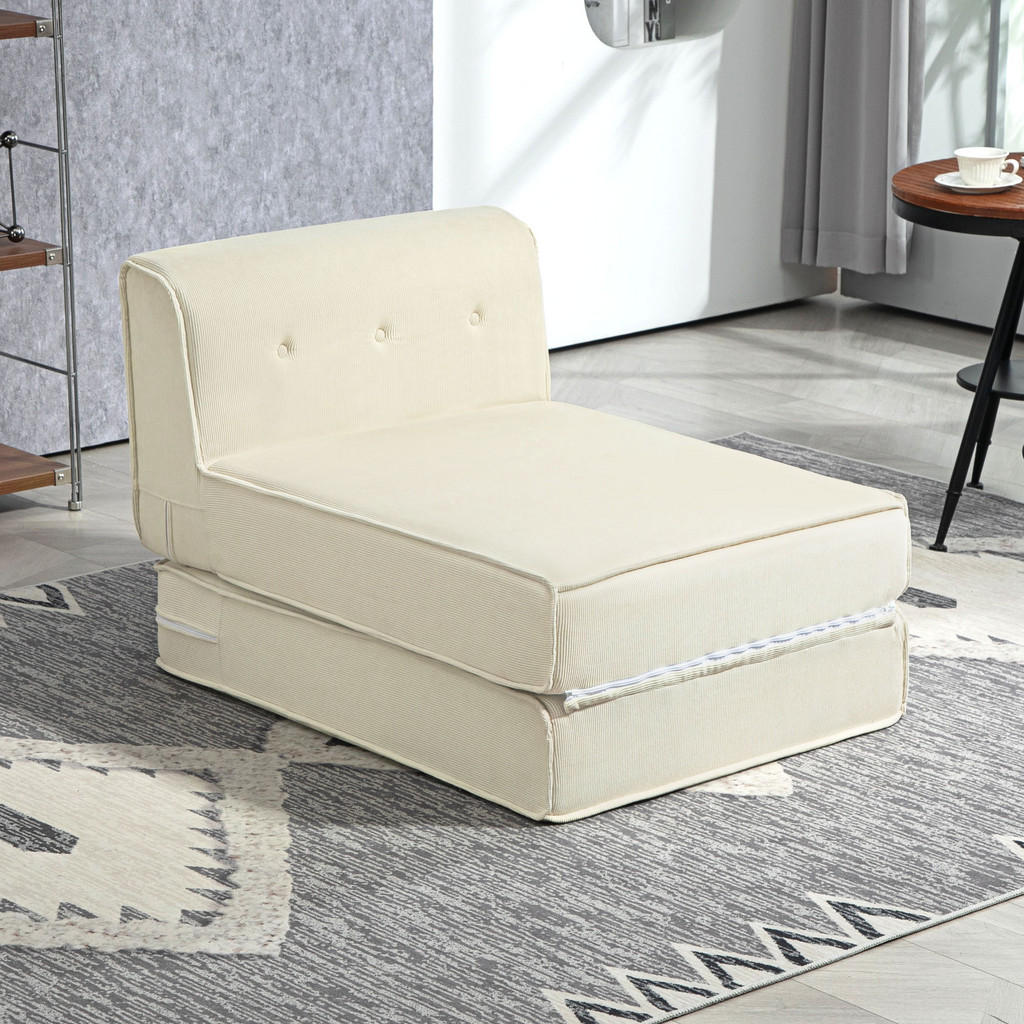 Thumbnail - Homcom Bodensofa, Weiß, Kunststoff, 73x65x100 cm, Wohnzimmer, Sessel, Polstersessel