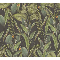 VLIESTAPETE Grün 53/1005 cm - Schwarz, Textil (53/1cm) - KUNSTLOFT