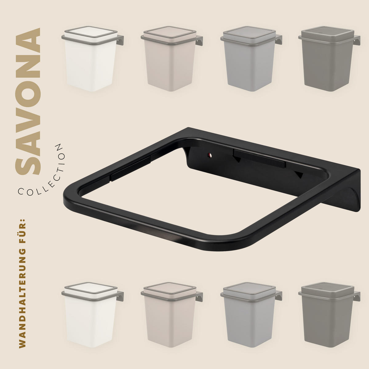 WANDHALTERUNG SAVONA, schwarz - Schwarz, Kunststoff (21/4.5/21cm) - bremermann