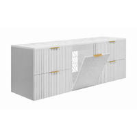 BADMÖBEL-SET MIT WÄSCHEKORB: Weiß / Platte Marmor Bianco, Griffe Gold, 160 x 46 x 57 cm - Creme/Weiß, Holzwerkstoff (160/57/46cm) - 3XE LIVING