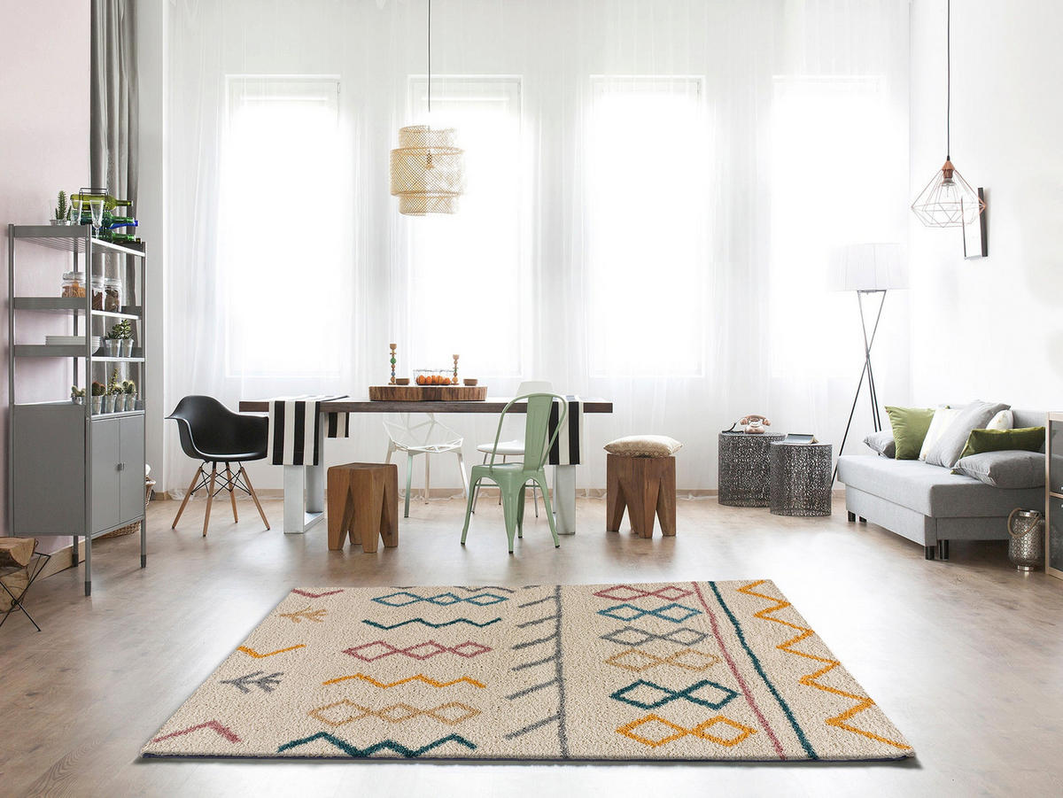 HOCHFLORTEPPICH Weiß Ulai 160/230 cm - Multicolor/Weiß, Naturmaterialien/Textil (160/230cm) - Atticgo