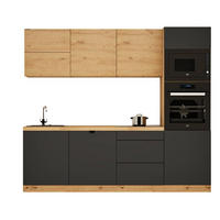 KÜCHENZEILE 240 cm - Langen KL26-M240 - in Grau/Artisan Eiche - Eiche Artisan/Grau, Holz (240/212/58cm)