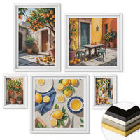 WANDBILDER 5er-Set - 50x50 cm & 20x30 cm & 40x60 cm Weißer Rahmen - Zitrusgarten in der Sonne - Weiß, Kunststoff (40/60cm) - ArtPrintCave